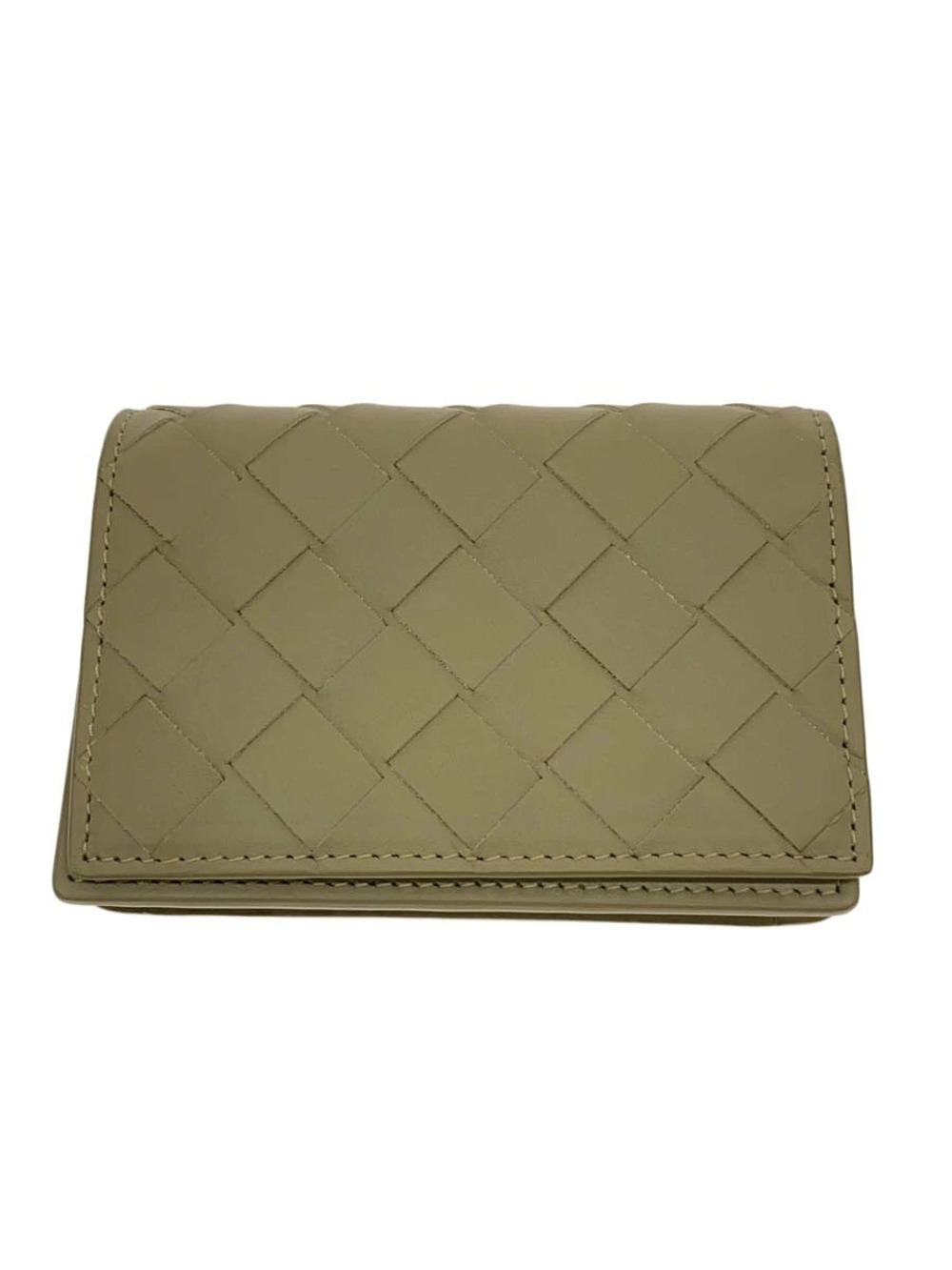 BOTTEGA VENETA Intrecciato Card Case Wallet Leather Khaki Green